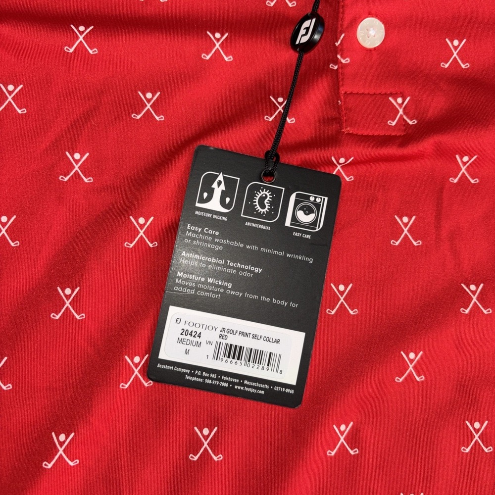 Footjoy Junior M Red Golf Polo Shirt Rocket Mortgage Classic Detroit Golf Club - Picture 2 of 6